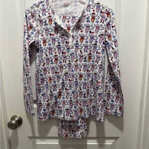 Roller Rabbit White Kids Pajama Set with Multicolor Monkey Print